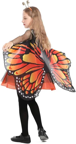 Vista 4 de Seasons Disfraz de mariposa de belleza, disfraz de Halloween naranja para niñas