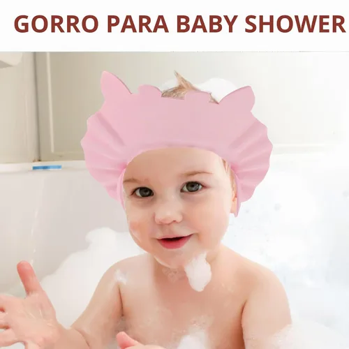 Vista 3 de Gorro de ducha para bebé para lavar el cabello, sombrero de champú hipopótamo ajustable para niños pequeños con orejeras, escudo impermeable
