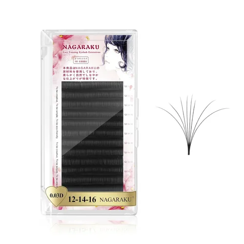 Vista 22 de NAGARAKU Easy Fan - Extensiones de pestañas prefabricadas en abanico de 3 capas, pestañas autoflorecientes de mega volumen, pestañas automáticas