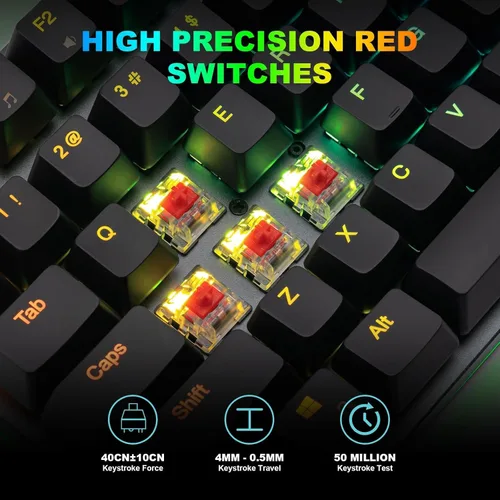 Vista 4 de CHONCHOW Teclado mecánico con cable para juegos, 98 teclas retroiluminado LED, 96% personalizado intercambiable en caliente con control de perilla