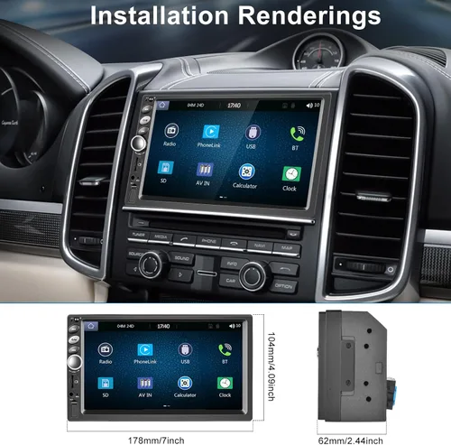 Vista 8 de Estéreo de coche de doble DIN, radio de pantalla táctil de 7 pulgadas con CarPlay Android Auto Reproductor multimedia para coche, espejo Link