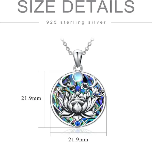 Vista 3 de PROESS Lotus Evil Eye Necklace Sterling Silver Lotus Necklace Evil Eye Pendant Necklace Spiritual Protection Jewelry Gifts for Women Men for