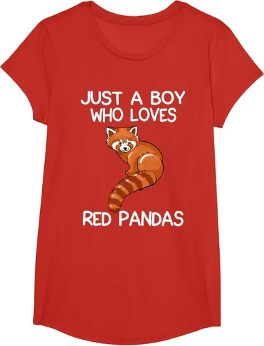 Vista 39 de Just A Boy Who Loves Red Pandas Gift - Camiseta con diseño de panda roja, Negro, S