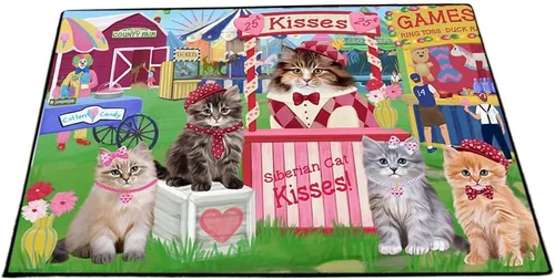Vista 27 de Doggie of the Day Siberian Cats Floor Mat - 4th of July Independence Day - Best Dog Doormat - Protector Decor - Unique Portrait Art - Premium