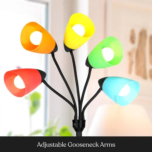 Vista 3 de Brightech Medusa - Lámpara de pie LED. Lámpara de pie ajustable con múltiples cabezales para sala de estar, dormitorio o habitación de los niños.