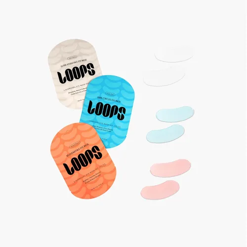 Vista 4 de LOOPS Bright Eyes Trio - Mascarillas hidratantes para ojos, paquete de 3, hiperojos, reinicio semanal, nube de rocío, hidrata, rejuvenece y restaura