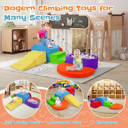 Vista 7 de Bloques de escalada de espuma suave de 6 piezas para niños pequeños y bebés - Juego de juguetes de escalada para bebés de interior, gimnasio