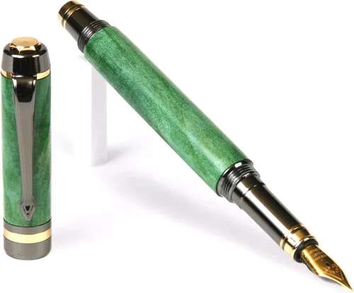 Vista 13 de Lanier Pens Pluma estilográfica Elite - Gun Metal - Negro y Blanco Ébano