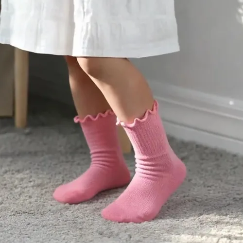 Vista 2 de JAKIDAR Calcetines con volantes para bebés y niñas, 6 pares de calcetines de algodón suave con volantes para bebés y niñas