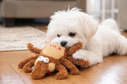 Vista 3 de Multipet 's - Juguete de peluche para perro de garrapata de 6 pulgadas, mediano