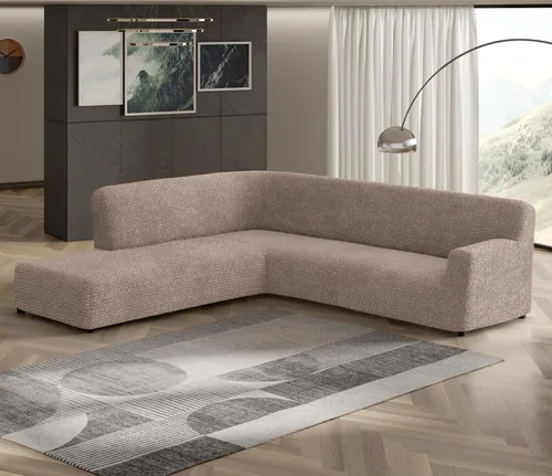 Vista 2 de PAULATO BY GA.I.CO. Funda de Sofá Seccional - Funda de Sofá de Esquina - Fundas de Sofá con Chaise Longue Bumper - Fundas Lavables de Sofá con Gris