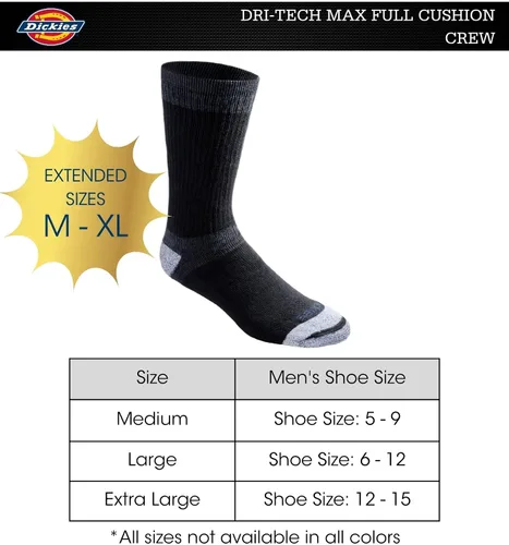 Vista 3 de Dickies Dri-tech Moisture Control Max - Calcetines para hombre, paquete múltiple