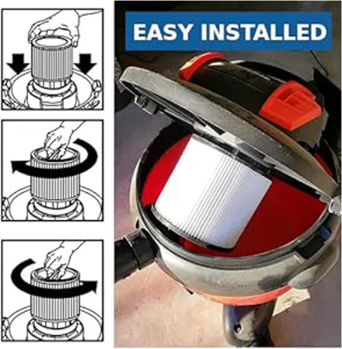Vista 6 de HQRP Paquete de 12 filtros de cartucho de repuesto para Shop-Vac 90304 90350 90340 9033 para la mayoría de aspiradoras húmedas/secas de 5 galones
