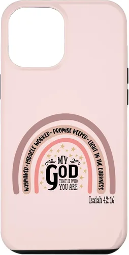 Vista 25 de Funda motivacional para iPhone 13 Pro Max Waymaker Boho Rainbow con versículo bíblico