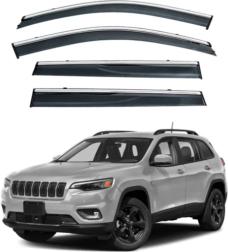 Vista 15 de 4 piezas de protección solar de protección contra la lluvia compatibles con CRV CR-V 2007-2011 tinte de humo con ribete cromado, cinta de montaje