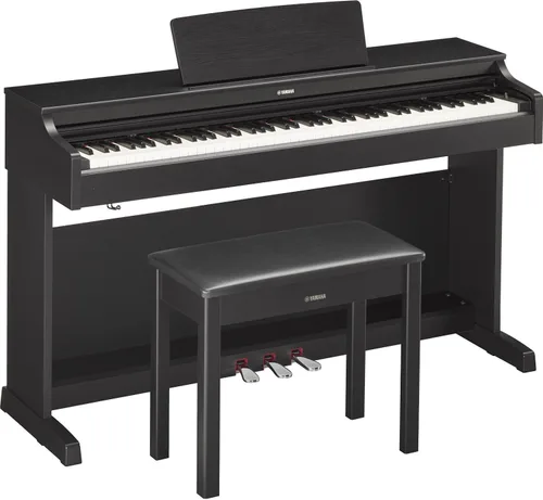 Vista 6 de Yamaha YDP143R Serie Arius - Piano de consola digital con banco, madera de palo rosa oscuro