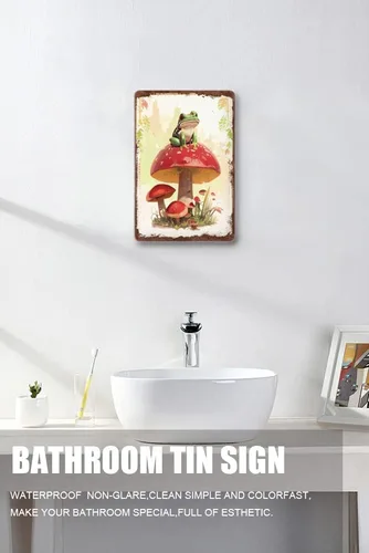 Vista 4 de Zomyto Cartel de metal vintage con diseño de rana para los amantes de las ranas, letrero de hojalata vintage, divertido letrero de pared de rana