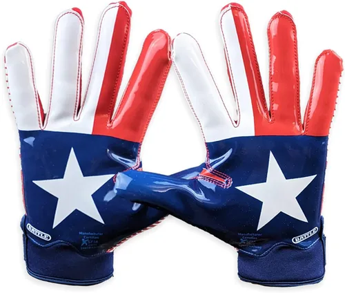 Vista 64 de Battle Sports - Guantes de fútbol americano para receptor abierto con dorso de mano, ultraadherentes y con agarre, antideslizantes, para adultos