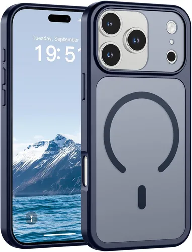 Vista 48 de SUPFINE Funda magnética para iPhone 11 Pro Max (compatible con MagSafe) (protección contra caídas de grado militar), delgada, translúcida mate, a