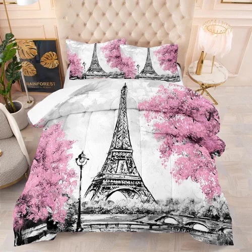 Vista 24 de kxry Lindo juego de edredón de niña negra, juegos de ropa de cama individual de niña afroamericana para niños, bonito edredón de nubes estrelladas