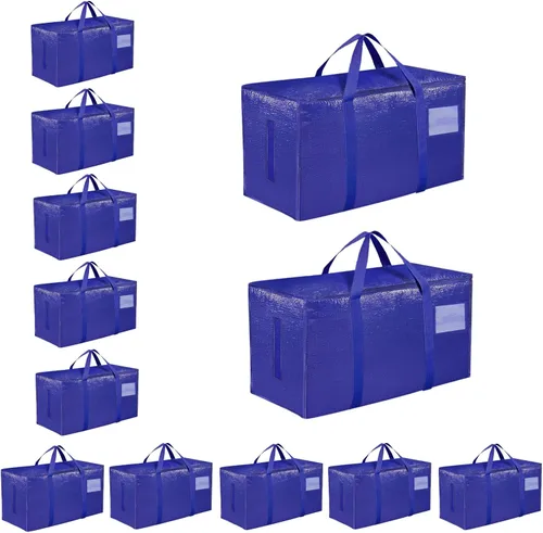 Vista 45 de Paquete de 4 bolsas de mudanza extra grandes y resistentes, bolsas de almacenamiento impermeables con asas y cremalleras, plegables para dormitorio