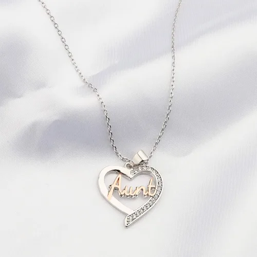 Vista 3 de BNQL Collar para tía futura, regalo para tía primeriza, regalo de anuncio para la nueva tía (collar de tía), Acero inoxidable, No es una piedra