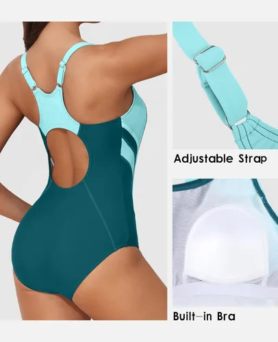 Vista 3 de beautyin Trajes de baño deportivos de una pieza para mujer, con control de abdomen, adelgazantes, trajes de baño deportivos