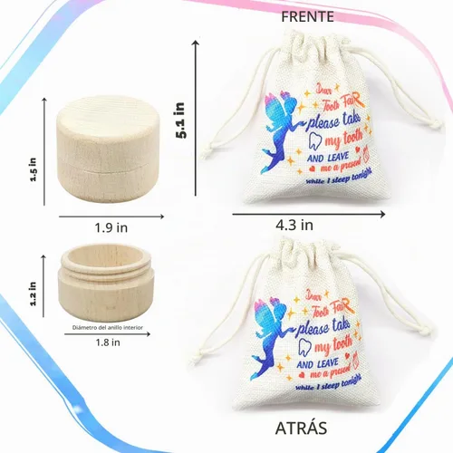 Vista 2 de Caja de hadas de dientes para niñas con bolsa de fiary bonita caja de 001