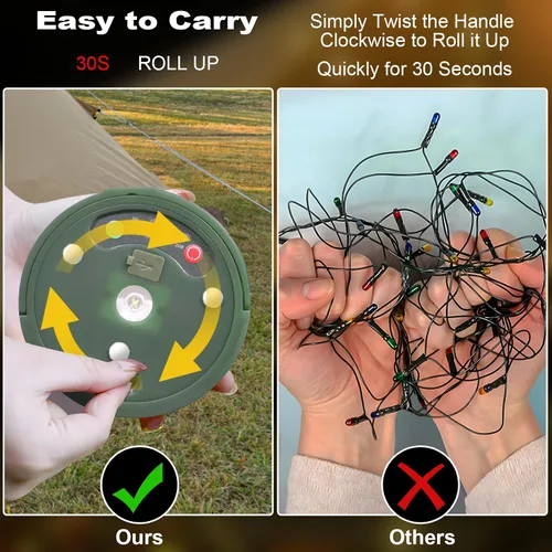 Vista 5 de HELESIN Luz de campamento recargable por USB, impermeable, portátil, plegable, 4 en 1, luces de campamento al aire libre con 8 modos de luces