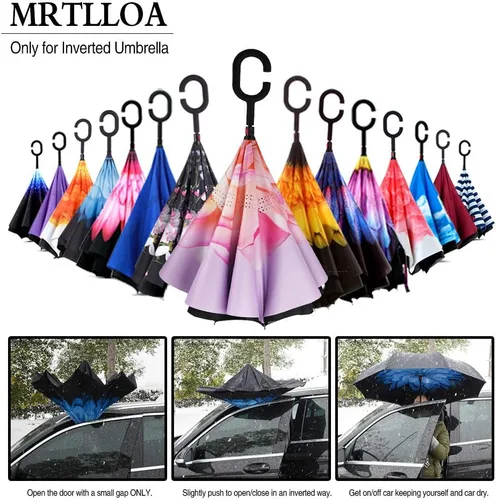 Vista 209 de MRTLLOA - Paraguas invertido de gran tamaño de 40/49/56 pulgadas - Sombrilla doble capa resistente al viento, con mango en forma de C y tamaño golf