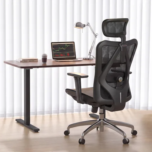Vista 2 de SIHOO Silla de oficina ergonómica M57, silla de escritorio con respaldo de Negro