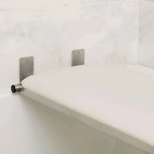 Vista 9 de Hermosa - Asiento de bañera acolchado plegable de 32 x 13.5 pulgadas, para montaje en pared, color blanco