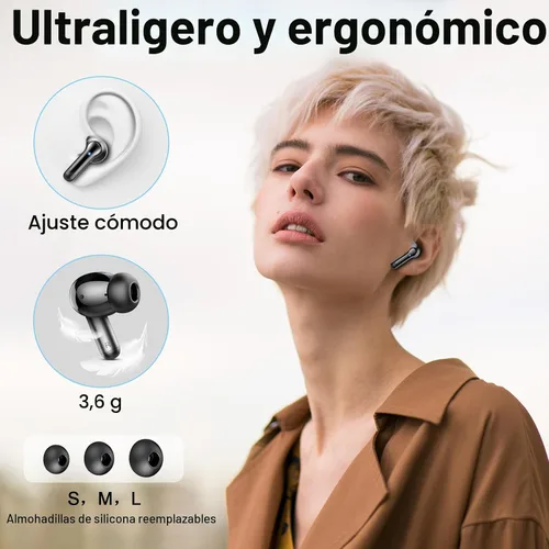 Vista 5 de Auriculares inalámbricos, auriculares estéreo 3D 2026 Bluetooth 5.4 con graves profundos, micrófono con cancelación de ruido 4 ENC, auriculares