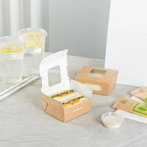Vista 8 de Restaurantware Mini recipiente bio para llevar de papel rectangular de 12 onzas, 200