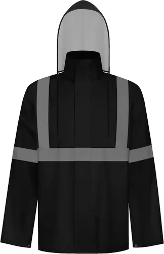 Vista 43 de TCCFCCT Chaqueta de lluvia de alta visibilidad para hombre, impermeable, abrigo de lluvia de alta visibilidad para hombres y mujeres con capucha