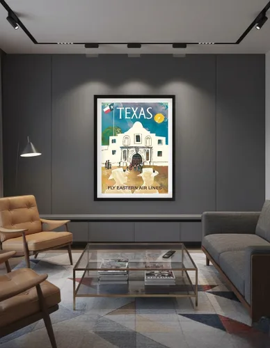 Vista 7 de Texas - Cowboys at The Alamo - Lone Star Flag - Eastern Air Lines - Vintage Travel Poster by Joseph Charles Parker c.1960s - Master Art Print