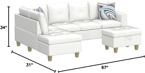 Vista 3 de Star Home Living Leviticus Sofá seccional con otomana 9722A-3PC