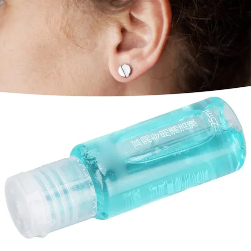 Vista 7 de Hilo limpiador de agujeros para aretes, juego de cuidado de oídos, 70 piezas desechables para piercings de cuidado posterior, línea de limpieza