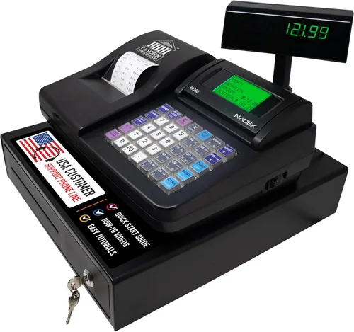 Vista 2 de Nadex Caja registradora CR260, cajón de acero, impresión rápida, interfaz fácil de usar, negro