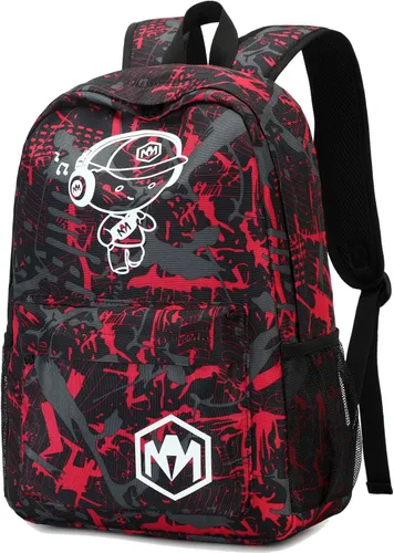Vista 8 de Mochila preescolar para niños y niñas, bolsas escolares para niños y niñas, bolsas escolares para jardín de infantes, Música Niño Rojo