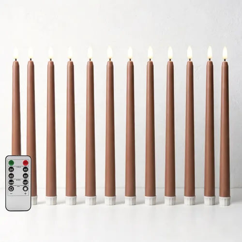 Vista 23 de Velas cónicas sin llama negras con control remoto, velas LED parpadeantes que funcionan con pilas, juego de 6