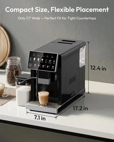 Vista 7 de EUHOMY Máquina automática de café expreso con espumador de leche