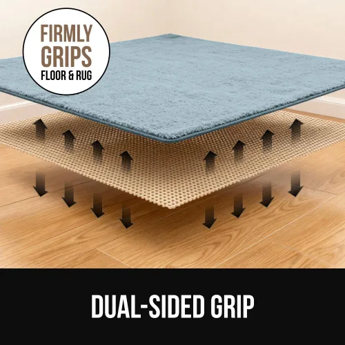 Vista 3 de GORILLA GRIP® Almohadilla de agarre gruesa de doble cara para suelos de madera dura, transpirable, antideslizante y antideslizante debajo de la Beige