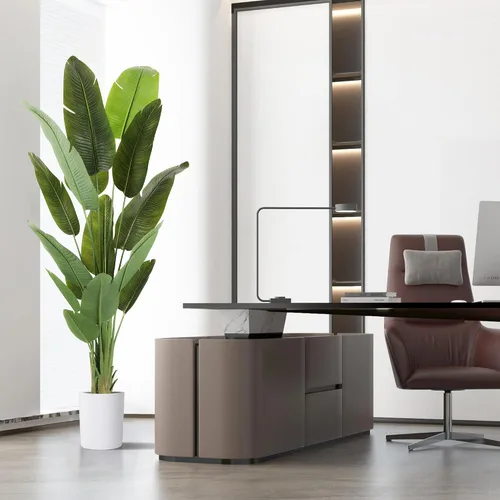 Vista 4 de Árbol Artificial de 6.6 Pies de Seda Ave del Paraíso Grande Plantas Falsas Grandes en Maceta Plantas de Piso de Seda Sintética Altas para Decoración