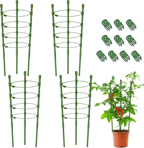Vista 12 de Legigo Paquete de 3 jaulas de soporte para plantas, jaulas de tomate para jardín, estacas ajustables de 18 pulgadas para plantas enrejadas, anillos
