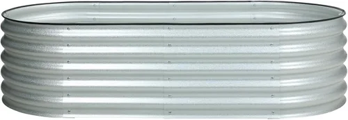 Vista 17 de BPS Cama de jardín elevada de metal, maceta galvanizada de 2.5 pies de diámetro, cajas de jardín elevadas para macetas de flores, verduras y hierbas