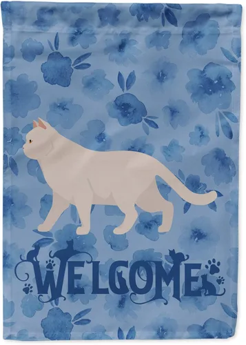 Vista 77 de Caroline's Treasures CK4813CHF - Bandera de bienvenida con gato abisinio azul, manga grande, para porche, para colgar en la pared, poliéster