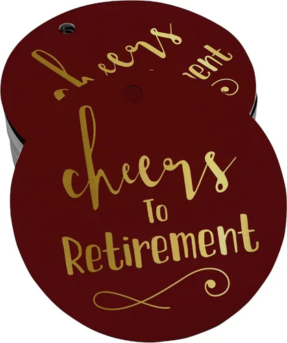 Vista 44 de Etiquetas de papel para colgar con texto en inglés "Cheers to Retirement Wall" (50 unidades)