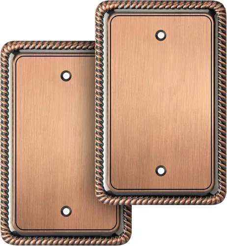 Vista 47 de Henne Bery Rope Edge - Placa decorativa de pared para interruptor (placa lisa, 2 unidades, bronce antiguo)