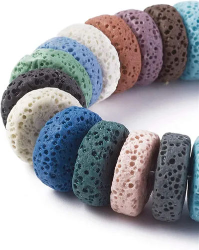 Vista 18 de Craftdady 25 cuentas de piedra de lava negra natural, tubo de columna, piedras preciosas volcánicas, cuentas sueltas para curación de energía